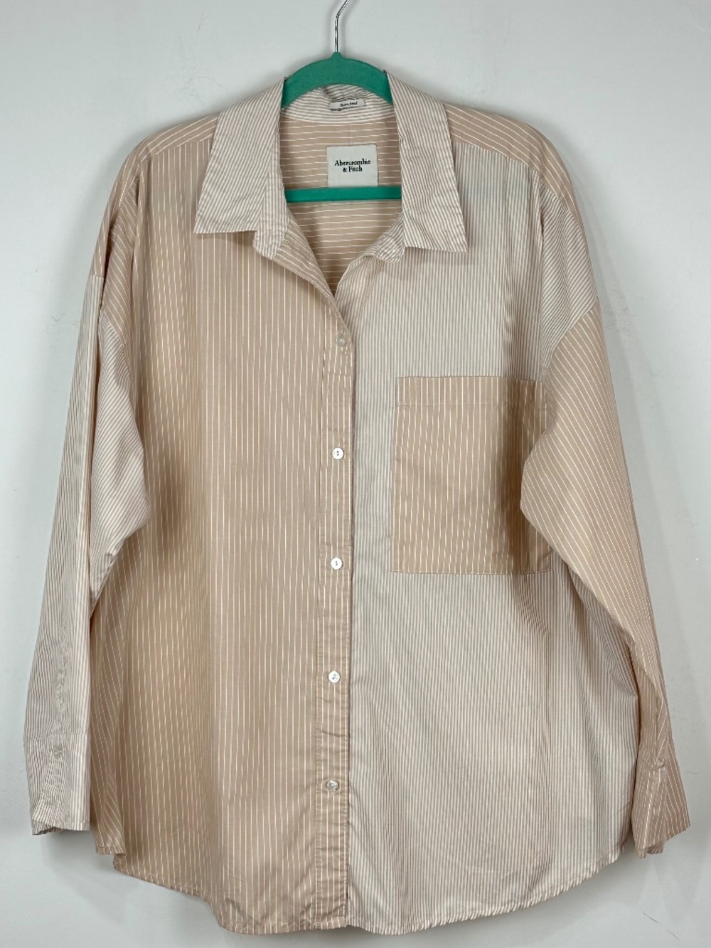 Abercrombie & Fitch Womens Oversized Striped Button Up Top XL Beach Preppy